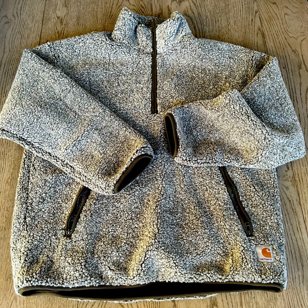 Carharrtt WIP Dorper pullover fleece, grey/green, men’s large, worn once